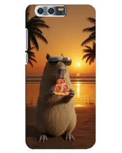 Чехол для Huawei Honor 9 (Glory 9, STF) с картинкой «Капибара с пиццей»