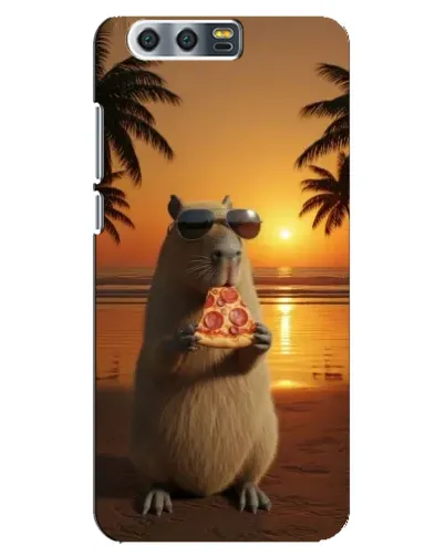 Чехол для Huawei Honor 9 (Glory 9, STF) с картинкой «Капибара с пиццей»