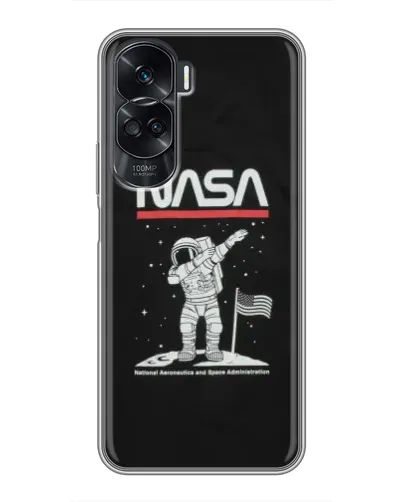 Чехол для Huawei Honor 90 Lite с картинкой «NASA — шагаем по Луне»