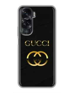 Чехол для Huawei Honor 90 Lite с картинкой «Золотой логотип Gucci»
