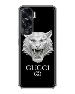 Чехол для Huawei Honor 90 Lite с картинкой «Gucci — серебряный лев»
