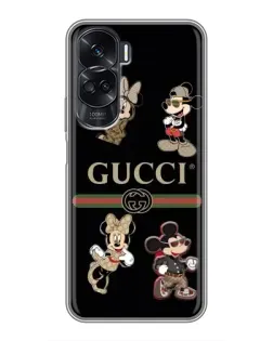 Чехол для Huawei Honor 90 Lite с картинкой «Gucci — герои Disney и монограмма»
