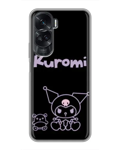 Чехол для Huawei Honor 90 Lite с картинкой «Kuromi — черный минимализм»