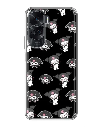 Чехол для Huawei Honor 90 Lite с картинкой «Черный паттерн Kuromi»