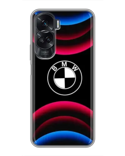 Чехол для Huawei Honor 90 Lite с картинкой «Логотип BMW и неоновые дуги»