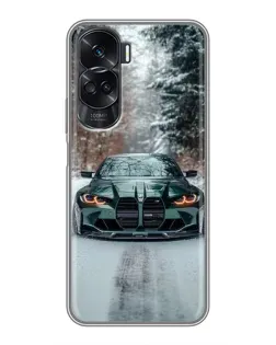 Чехол для Huawei Honor 90 Lite с картинкой «BMW в зимнем лесу»