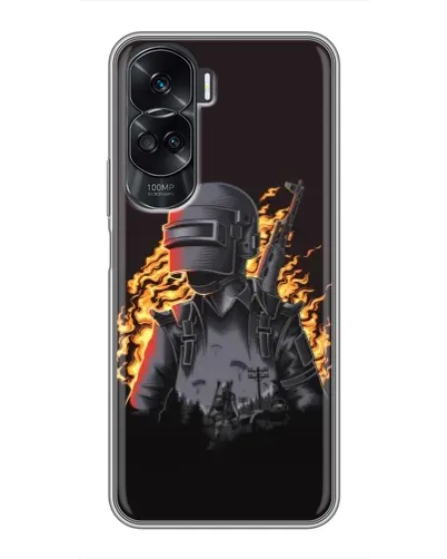 Чехол для Huawei Honor 90 Lite с картинкой «PUBG — огненный силуэт» Чехол для Huawei Honor 90 Lite с картинкой «PUBG — огненный силуэт»