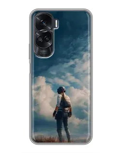 Чохол для Huawei Honor 90 Lite з картинкою «Герой PUBG на скелі»