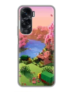 Чехол для Huawei Honor 90 Lite с картинкой «Розовое дерево Minecraft»