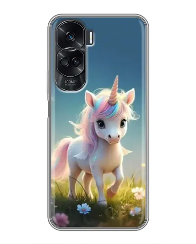 Чехол для Huawei Honor 90 Lite с картинкой «Единорог на поляне»