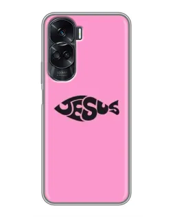 Чехол для Huawei Honor 90 Lite с картинкой «Розовый символ  Jesus»