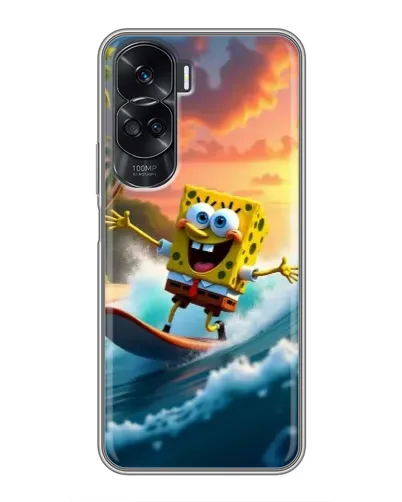 Чехол для Huawei Honor 90 Lite с картинкой «Губка Боб серфингист»