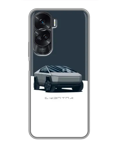 Чехол для Huawei Honor 90 Lite с картинкой «Серебристый Cybertruck Tesla»