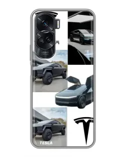 Чехол для Huawei Honor 90 Lite с картинкой «Коллаж Cybertruck Tesla»