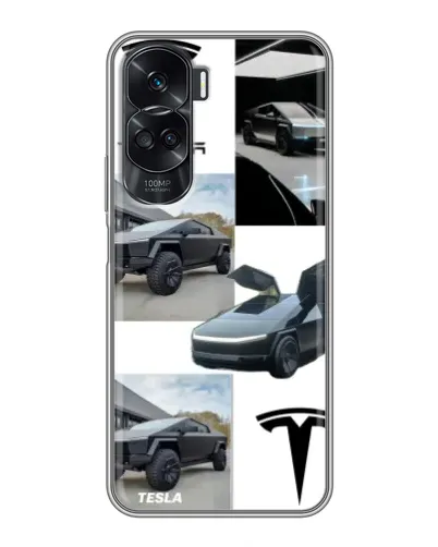 Чехол для Huawei Honor 90 Lite с картинкой «Коллаж Cybertruck Tesla»