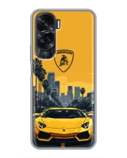 Чехол для Huawei Honor 90 Lite с картинкой «Желтый Lamborghini город»