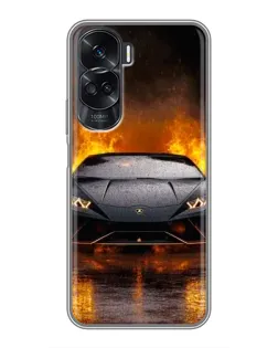 Чехол для Huawei Honor 90 Lite с картинкой «Lamborghini в огне»