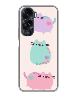 Чехол для Huawei Honor 90 Lite с картинкой «Pusheen трио»
