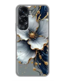 Чехол для Huawei Honor 90 Lite с картинкой «Белый цветок и золотой флюид»