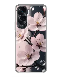 Чехол для Huawei Honor 90 Lite с картинкой «Нежная сакура и капли»