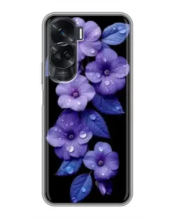 Чохол для Huawei Honor 90 Lite з картинкою «Фіолетові квіти з росою»