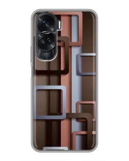Чехол для Huawei Honor 90 Lite с картинкой «Коричневые объемные квадраты» Чехол для Huawei Honor 90 Lite с картинкой «Коричневые объемные квадраты»