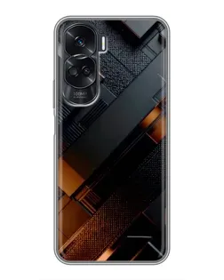 Чехол для Huawei Honor 90 Lite с картинкой «Черные геометрические блоки»