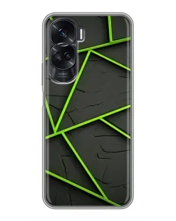 Чехол для Huawei Honor 90 Lite с картинкой «Зеленые геометрические линии»