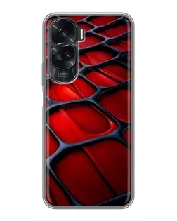 Чехол для Huawei Honor 90 Lite с картинкой «Красная глянцевая сетка»
