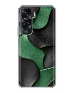 Чехол для Huawei Honor 90 Lite с картинкой «Зеленые кожаные волны»