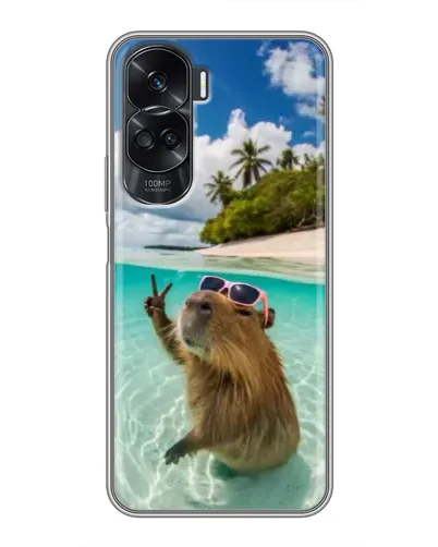 Чехол для Huawei Honor 90 Lite с картинкой «Капибара на море»