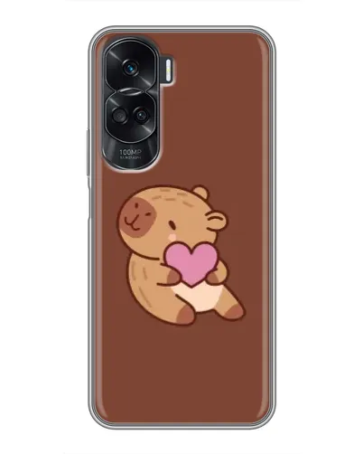 Чехол для Huawei Honor 90 Lite с картинкой «Капибара с сердцем»