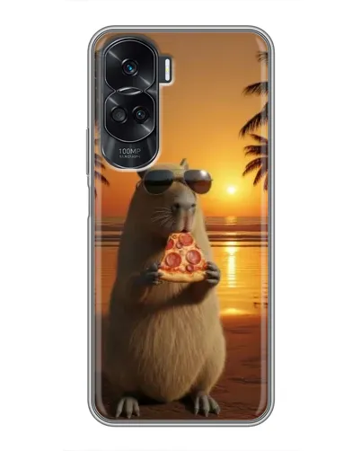 Чехол для Huawei Honor 90 Lite с картинкой «Капибара с пиццей»