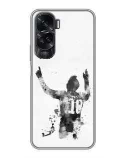Чохол для Huawei Honor 90 Lite з картинкою «Чорно-білий силует Мессі»
