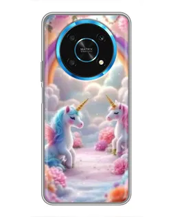 Чехол для Huawei Honor Magic 6 Lite 5G с картинкой «Радуга и единороги»