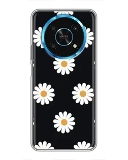 Чохол для Huawei Honor Magic 6 Lite 5G з картинкою «Ромашки на чорному»