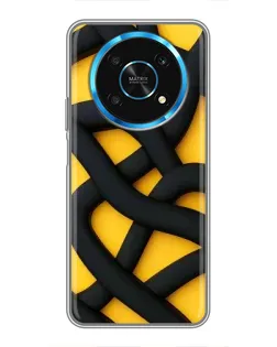 Чехол для Huawei Honor Magic 6 Lite 5G с картинкой «Черное желтое переплетение»
