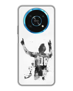 Чехол для Huawei Honor Magic 6 Lite 5G с картинкой «Черно-белый силуэт Месси»