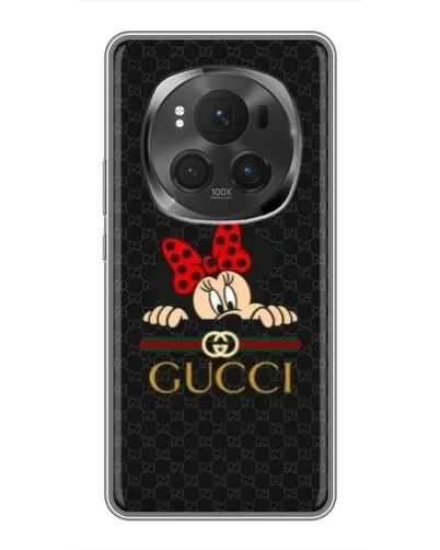 Чехол для Huawei Honor Magic 6 Pro с картинкой «Минни Маус Gucci — черный»