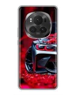 Чехол для Huawei Honor Magic 6 Pro с картинкой «Спортивная BMW и цветы»