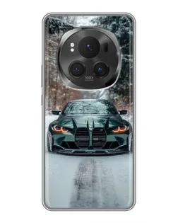 Чехол для Huawei Honor Magic 6 Pro с картинкой «BMW в зимнем лесу»