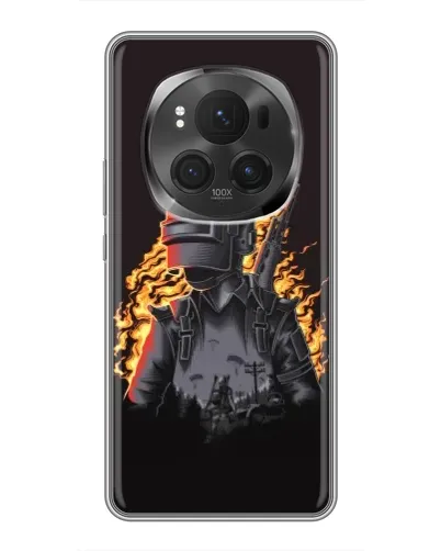 Чехол для Huawei Honor Magic 6 Pro с картинкой «PUBG — огненный силуэт»