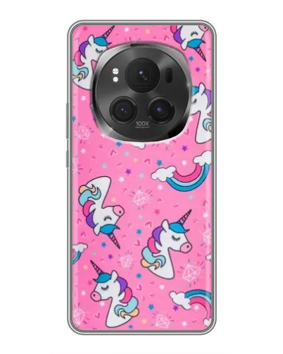 Чехол для Huawei Honor Magic 6 Pro с картинкой «Unicorn паттерн розовый»