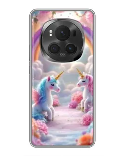 Чехол для Huawei Honor Magic 6 Pro с картинкой «Радуга и единороги»