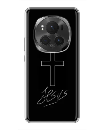 Чехол для Huawei Honor Magic 6 Pro с картинкой «Графический крест Jesus» Чехол для Huawei Honor Magic 6 Pro с картинкой «Графический крест Jesus»