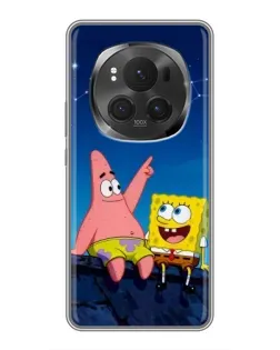 Чехол для Huawei Honor Magic 6 Pro с картинкой «Губка Боб и Патрик ночью»