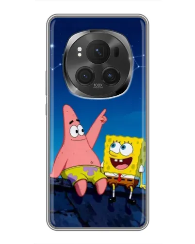 Чехол для Huawei Honor Magic 6 Pro с картинкой «Губка Боб и Патрик ночью»