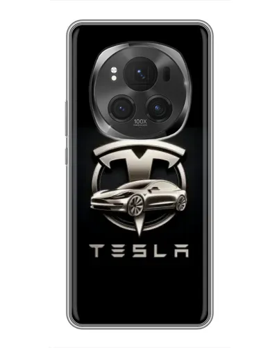 Чехол для Huawei Honor Magic 6 Pro с картинкой «Tesla — серебристое авто»