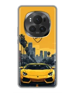 Чехол для Huawei Honor Magic 6 Pro с картинкой «Желтый Lamborghini город»