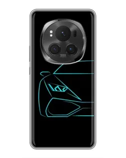 Чехол для Huawei Honor Magic 6 Pro с картинкой «Голубой силуэт Lamborghini»
